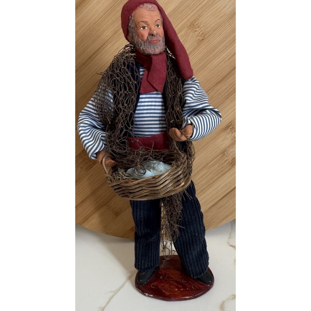 Vintage Santon Claude Carbonel French Terracotta Doll Figure Fisherman